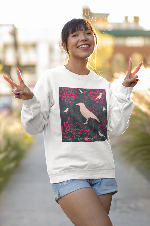 Chrysanthemum and Raven Sweatshirt