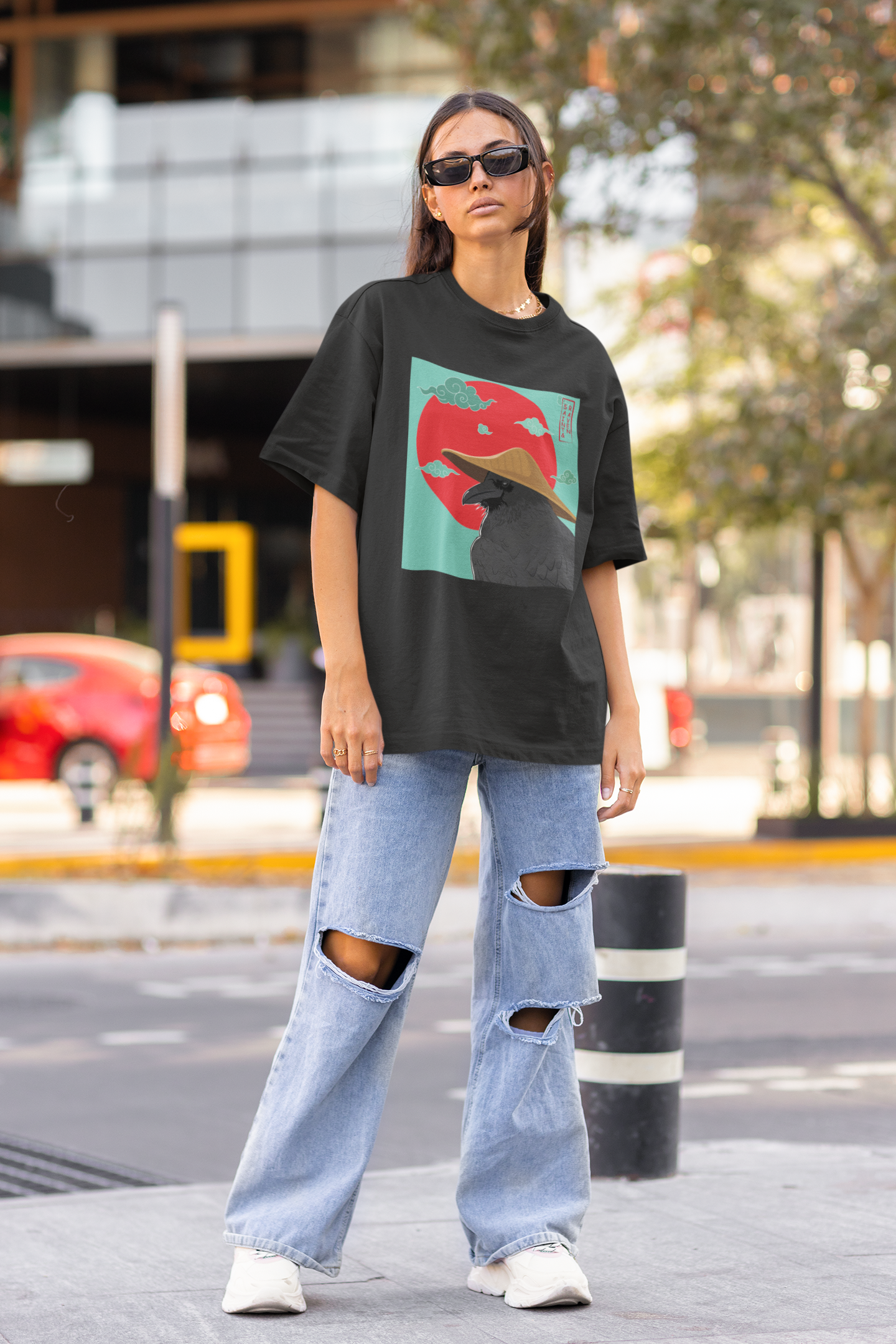 Japanese Farmer and Raven Oversized t-shirt