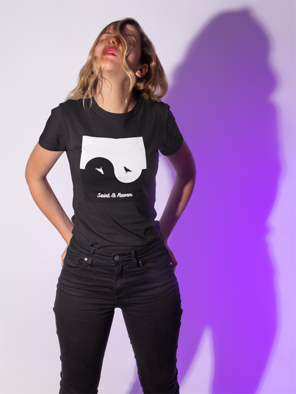 Yin Yang Good Omen Raven T-Shirt