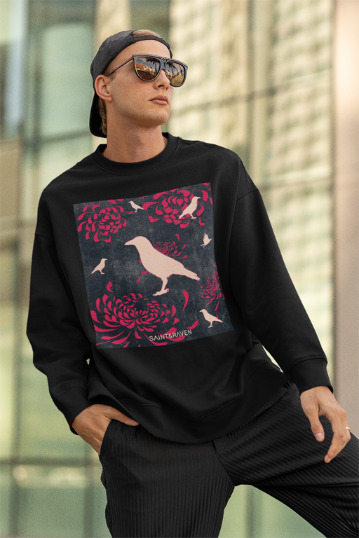 Chrysanthemum and Raven Sweatshirt