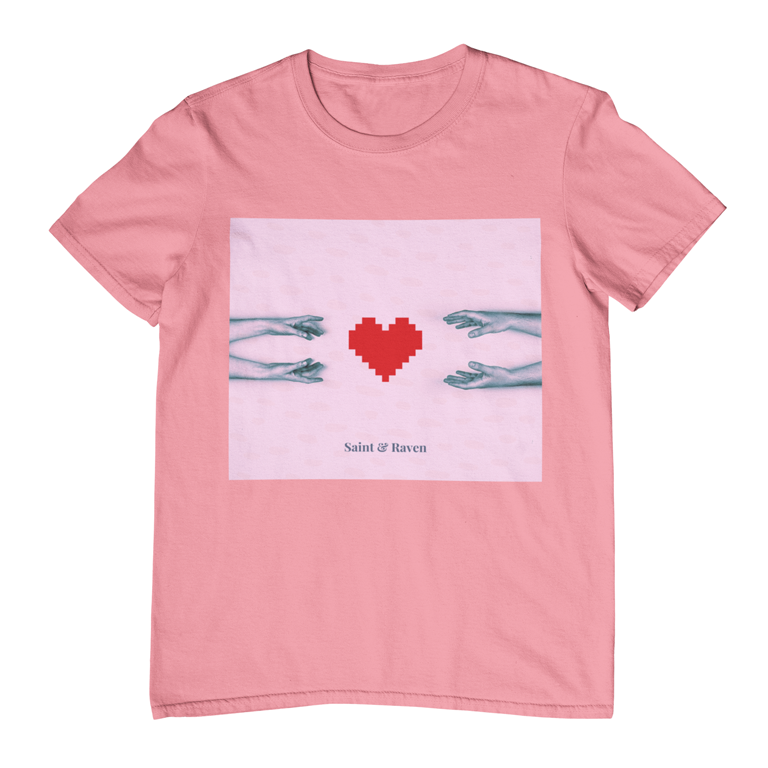 Pixelated LGBTQIA+ Heart and Hands T-Shirt